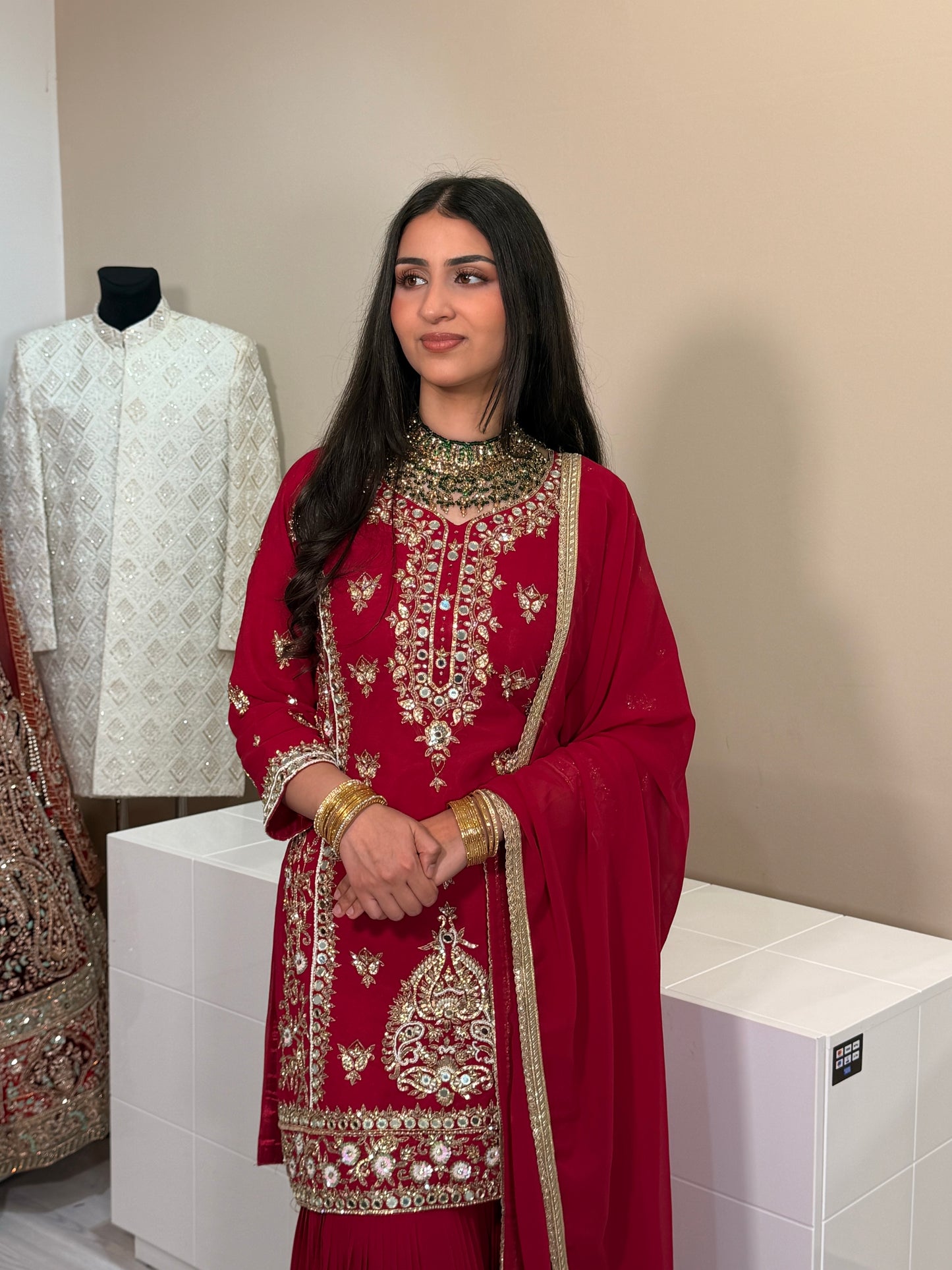 Hot Pink Elegance – Heavy Georgette Embroidery and Handwork  Sharara