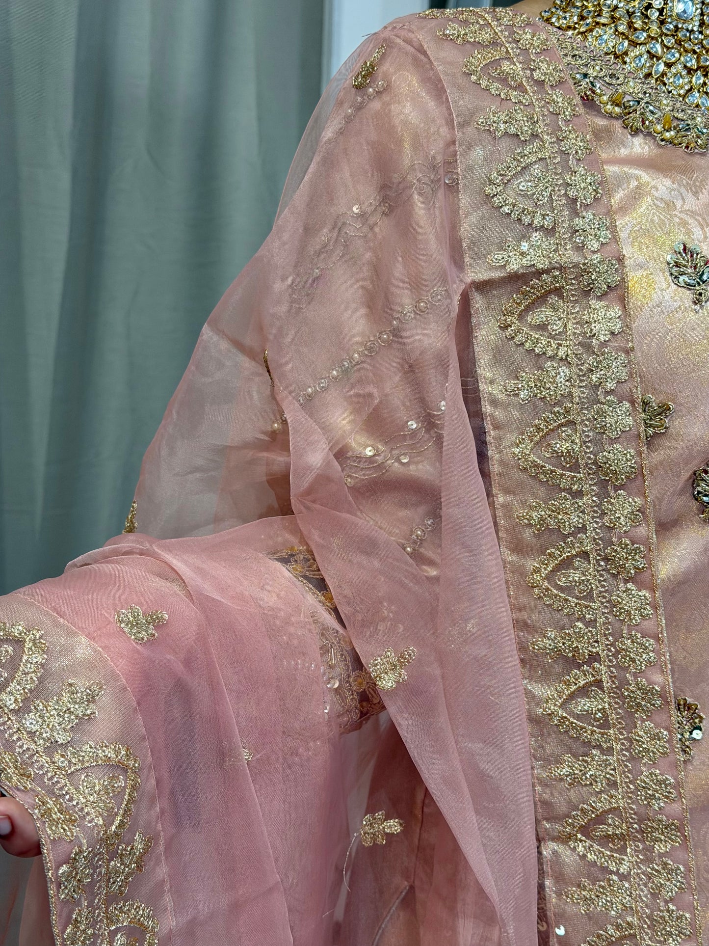Banaras Print Rose Pink Net Sharara