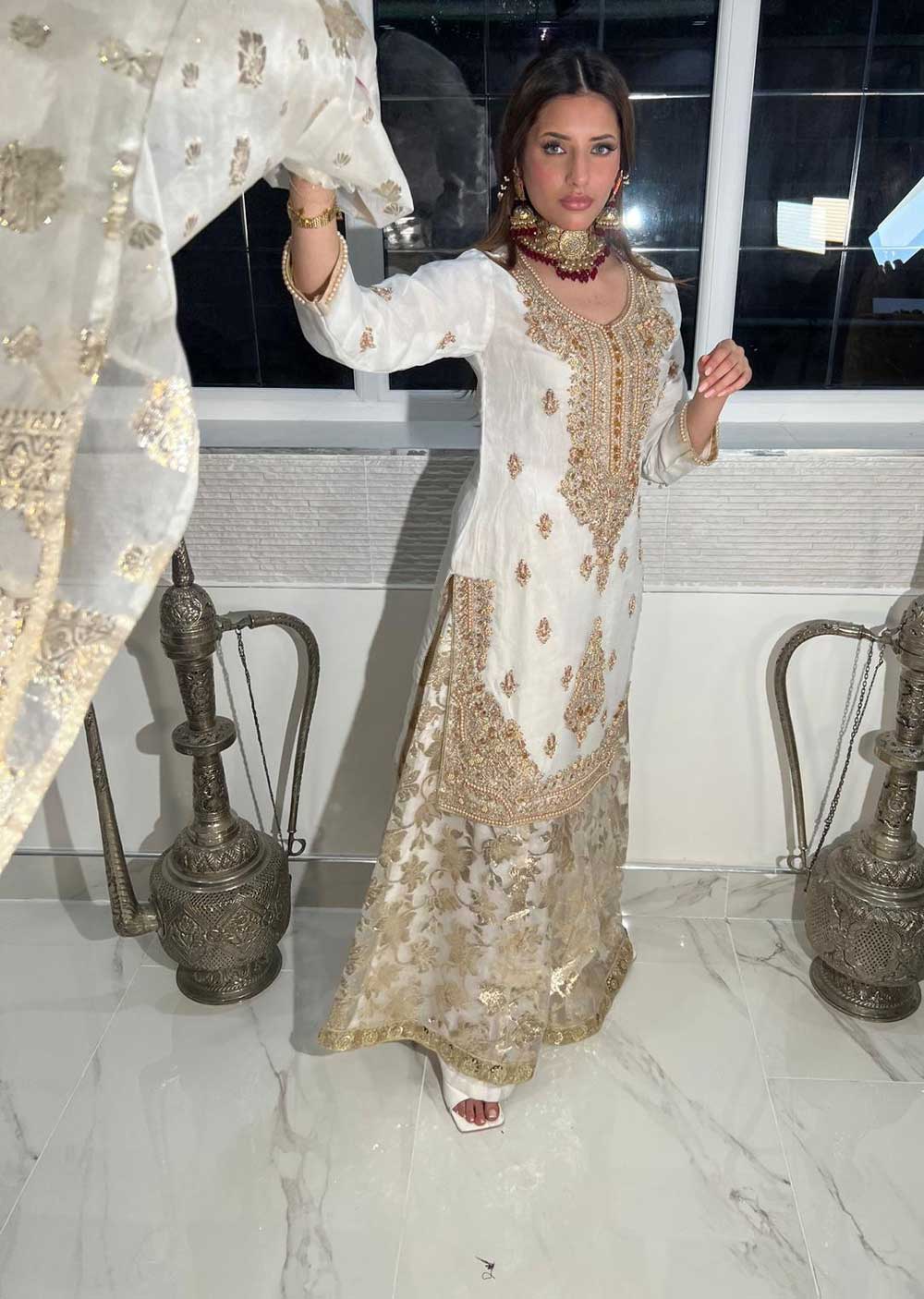 White Gharara Suit