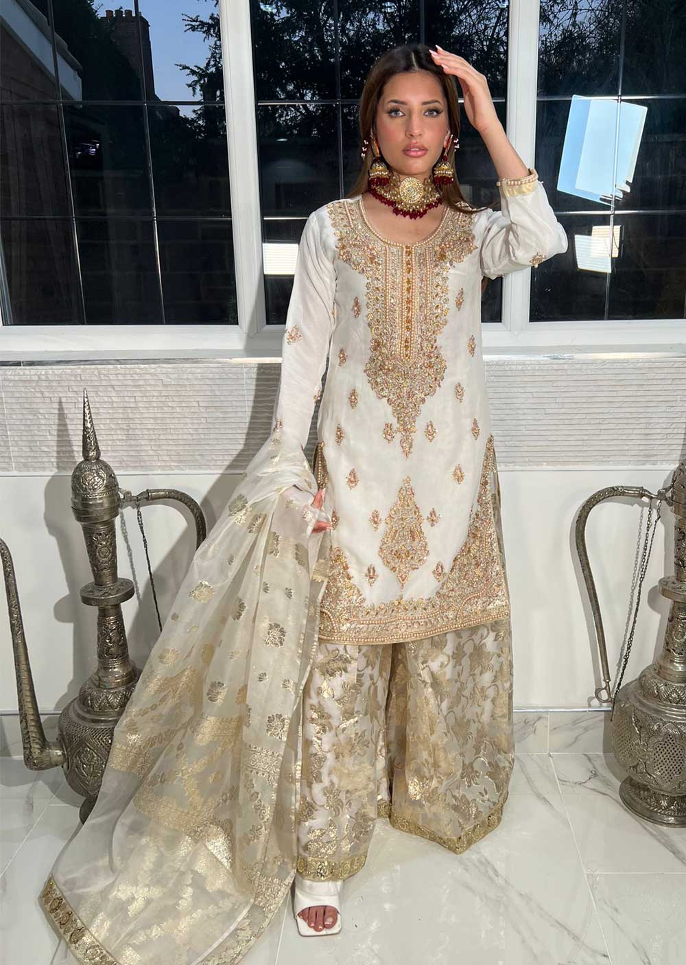 White Gharara Suit