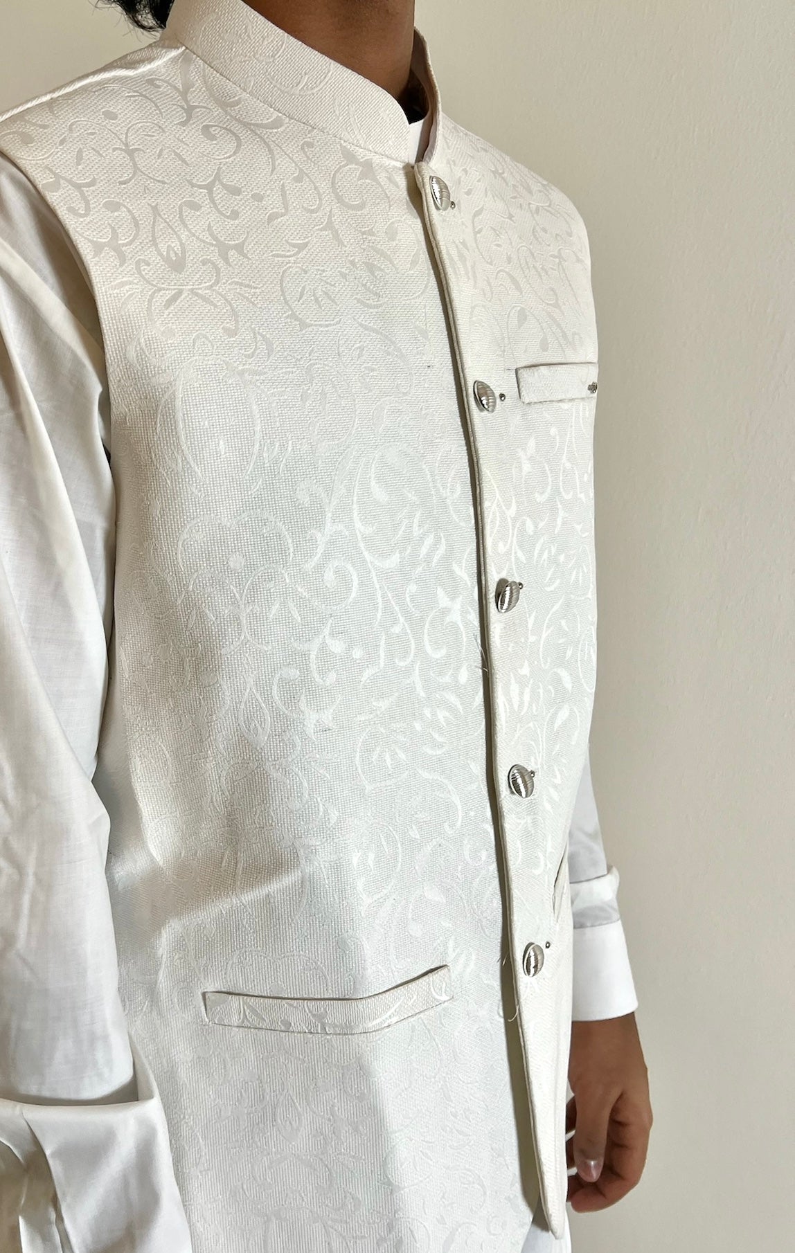 Men's White Waist Coat