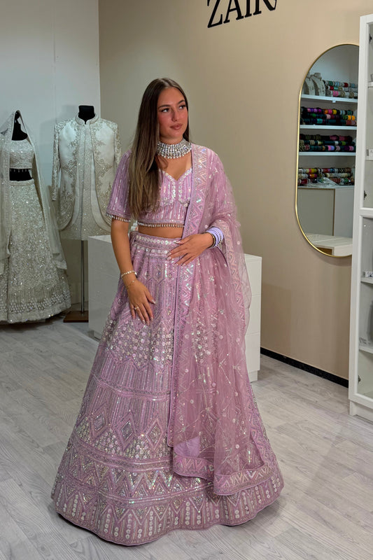 Lilac embroidered lehenga