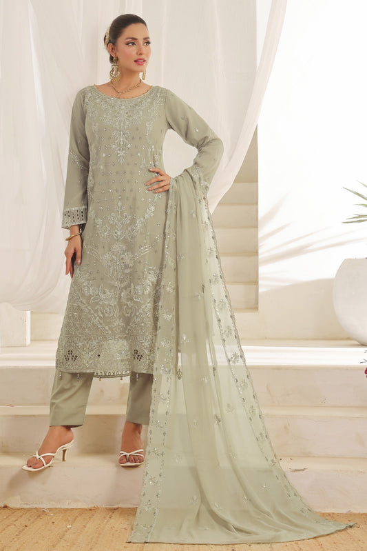 Bin Hameed Chiffon Suits- Graubeige-B3