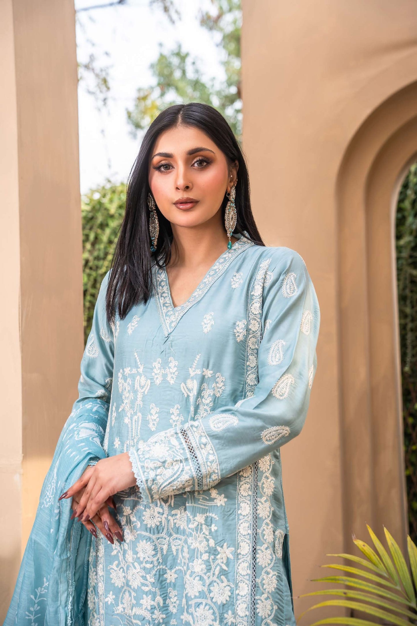 Linen Pastel Collection Sharara- Baby blue