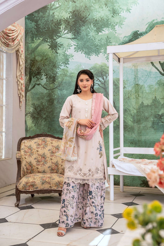 Linen Floral Sharara - D4