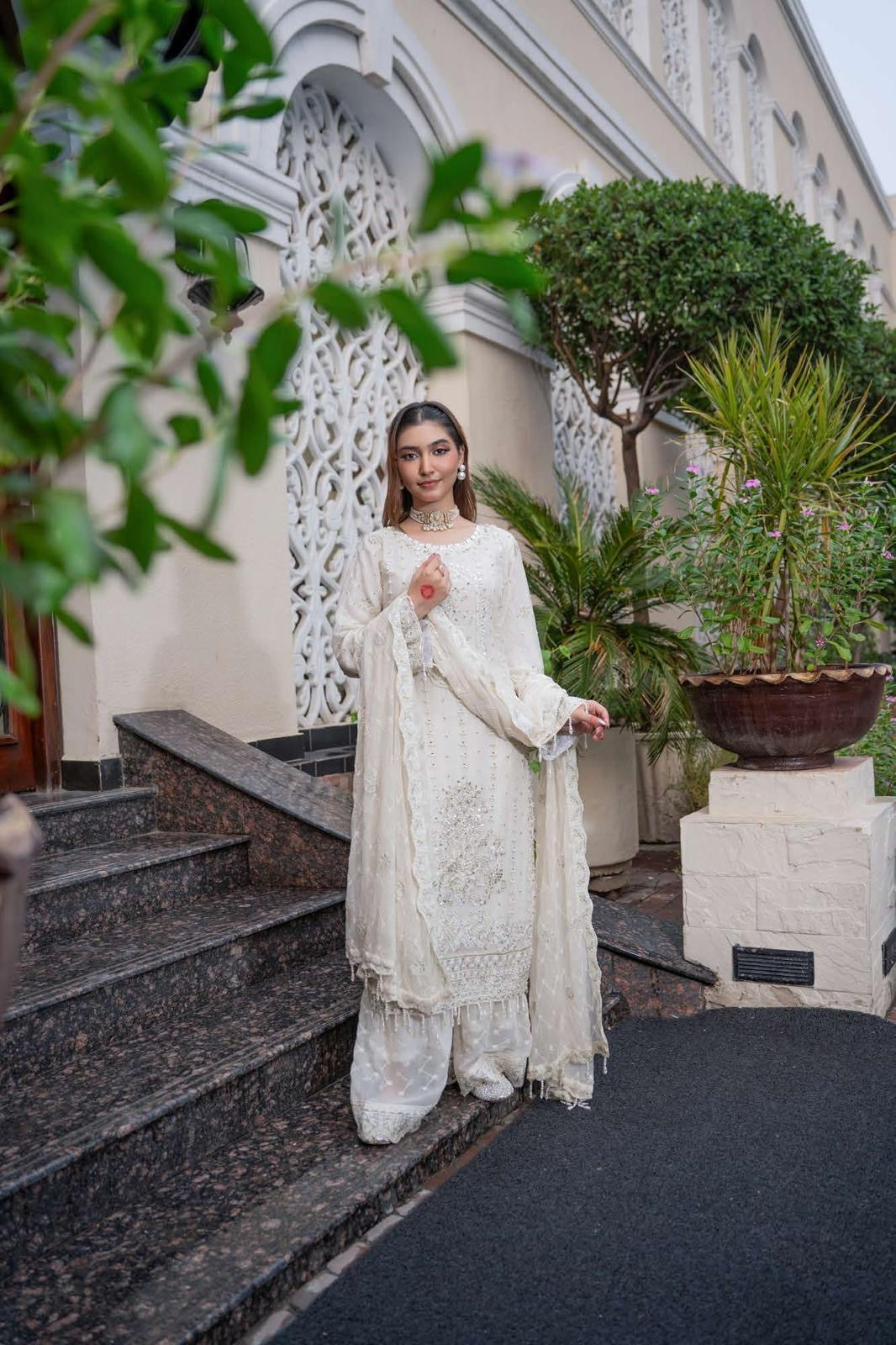 Chiffon Lux Embroidered Suit- design 5 -