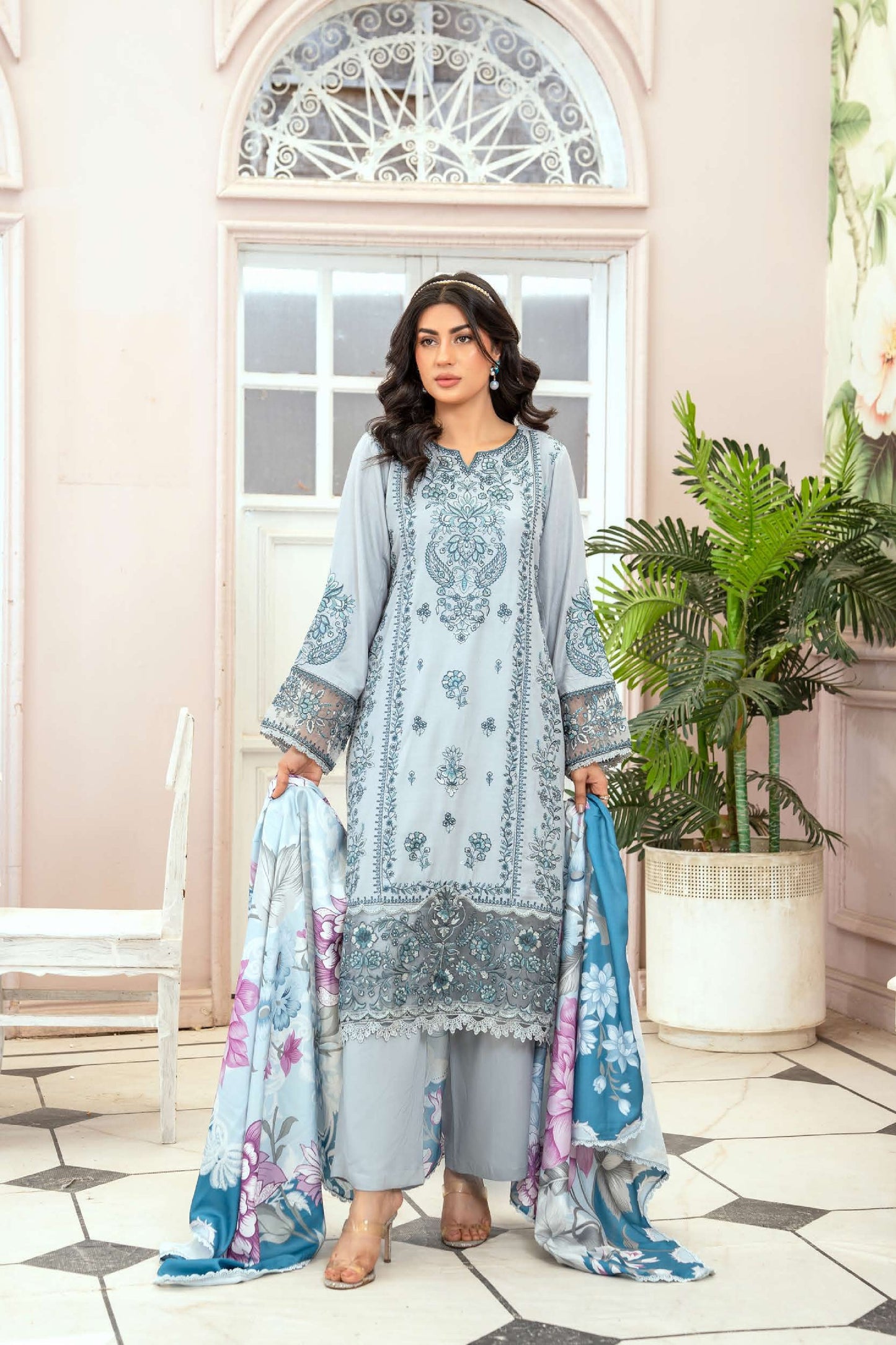 3-teiliges Linen-Set- Light Blue