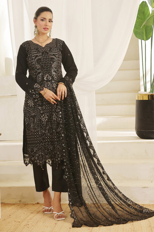 Bin Hameed Chiffon Suits- Schwarz-B4