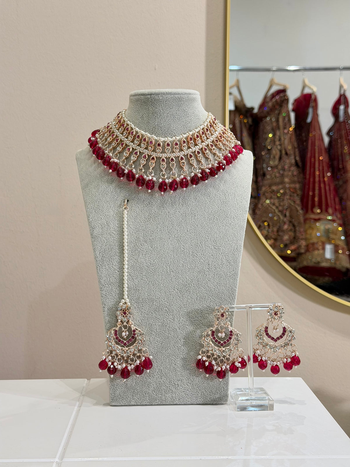 Rani Pink / Rosegold Jewellery Set