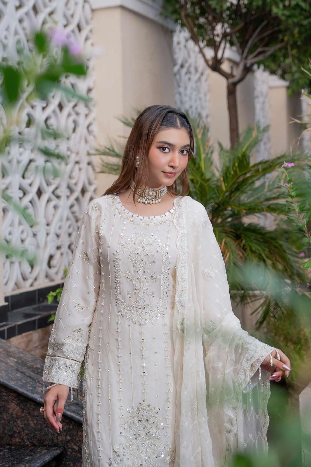 Chiffon Lux Embroidered Suit- design 5 -
