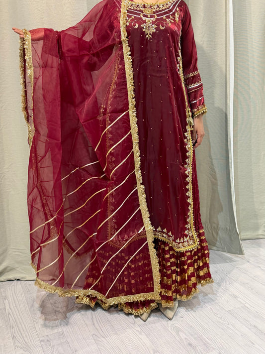 Soft Silk Maroon Sharara