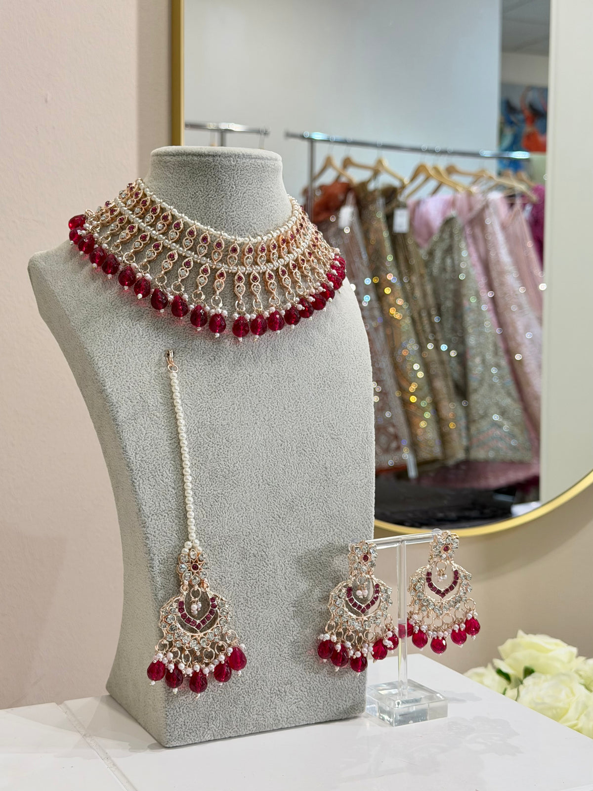 Rani Pink / Rosegold Jewellery Set