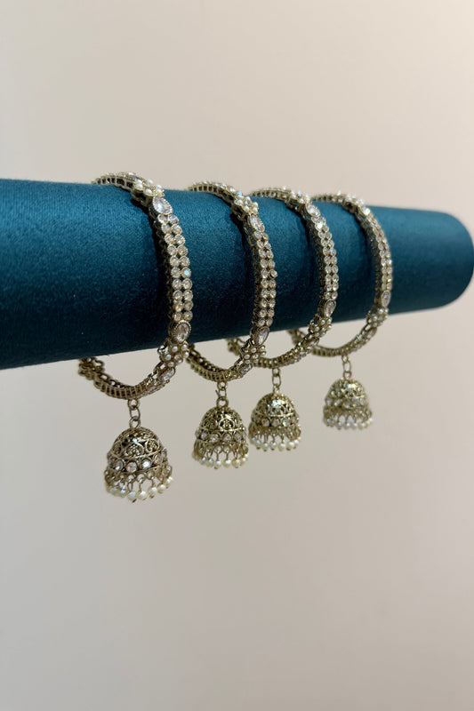 Antik-Gold Jhumka Bangles (4-Teilig)
