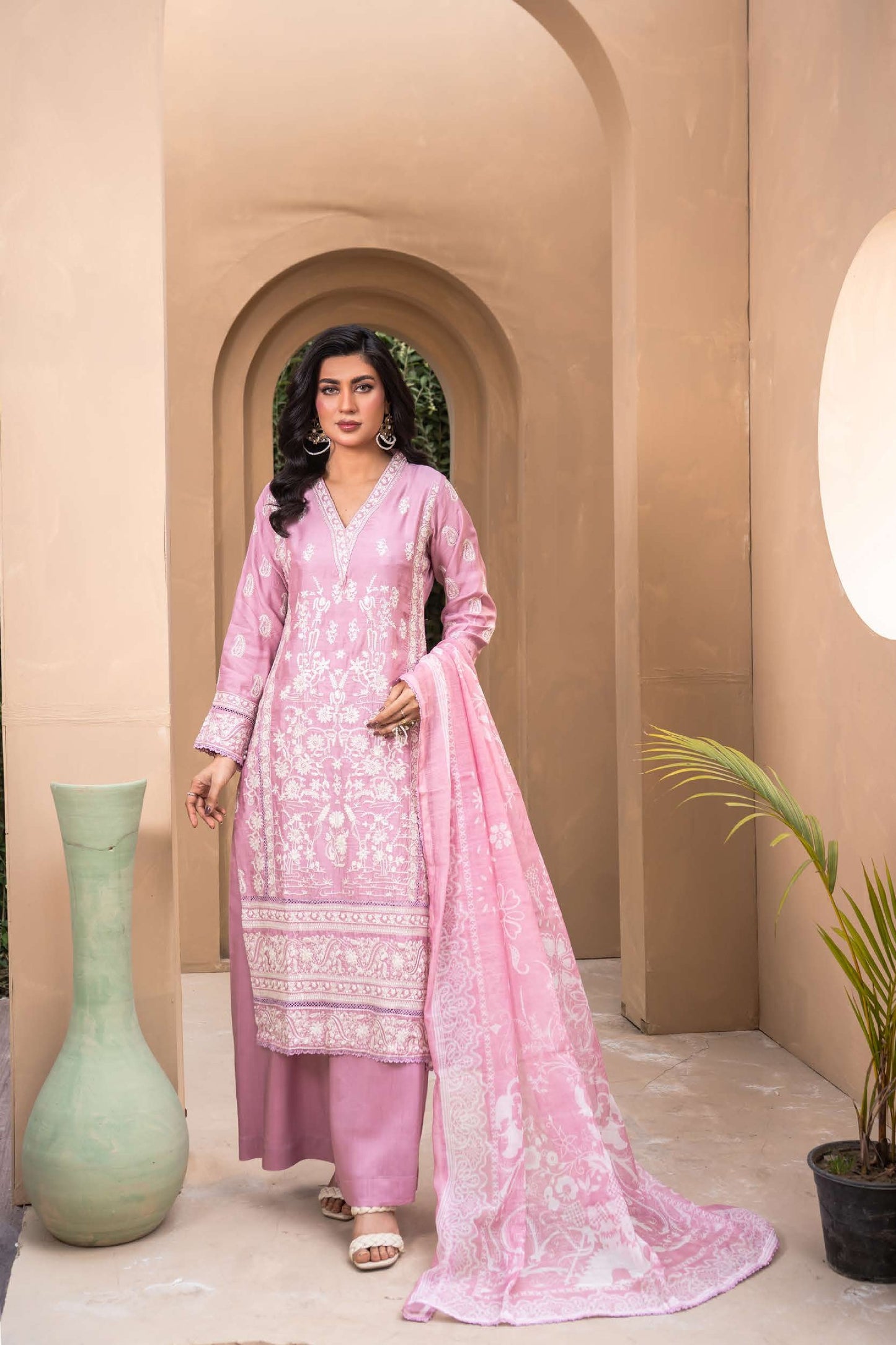 Linen Pastel Collection Sharara- Pink