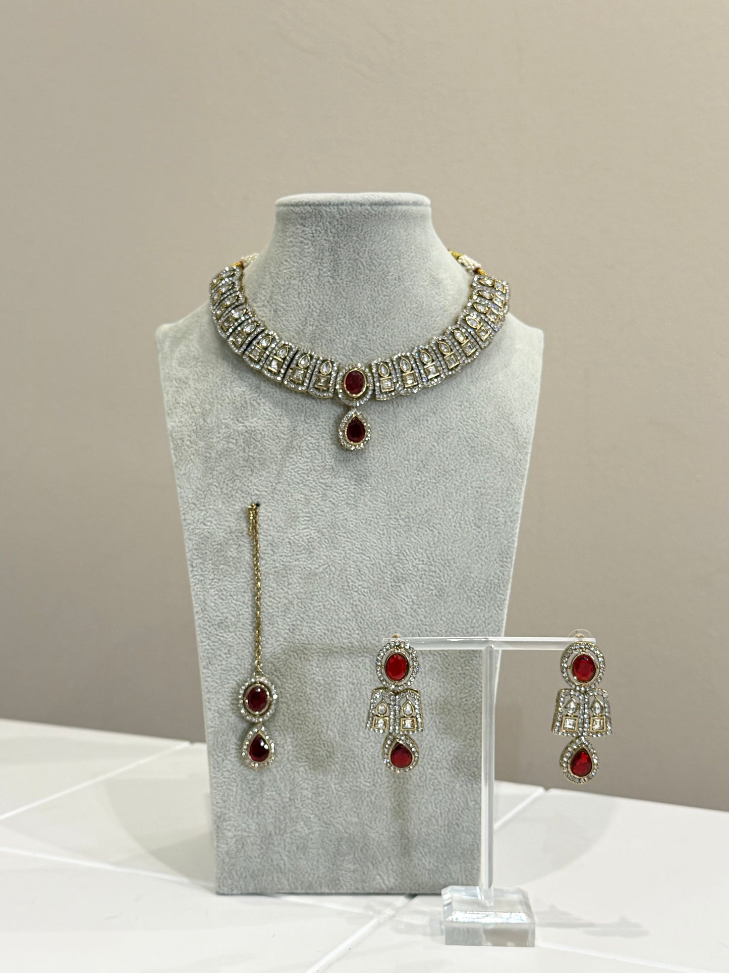 Traditionelles American Diamon Kundan Jewellery Set - 4 Colours