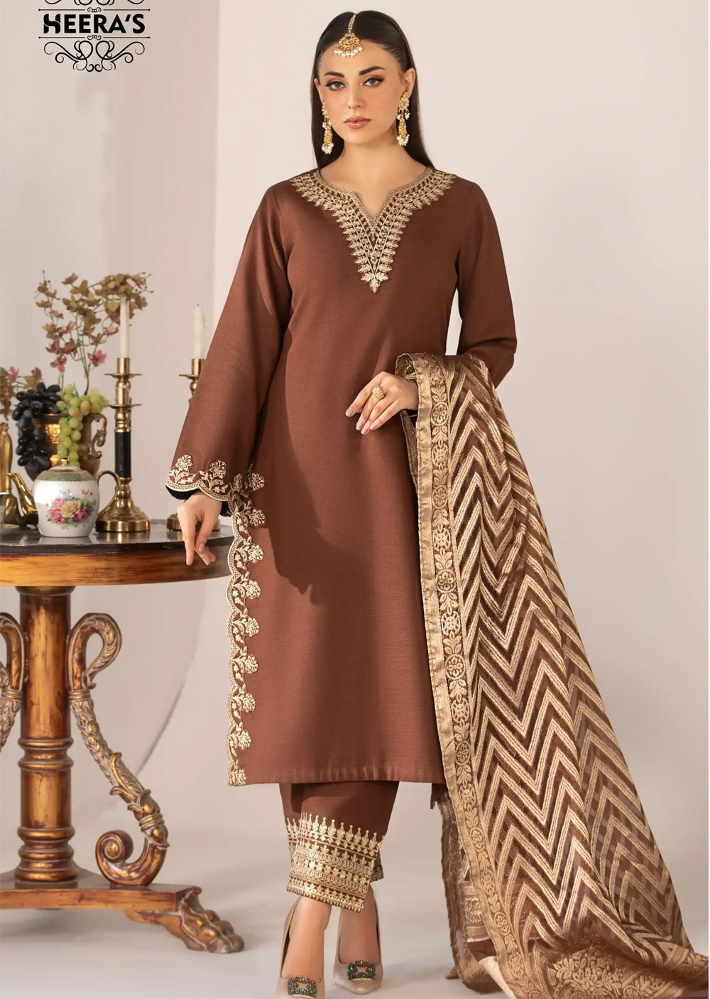 Heera's Brown Khaddar Suit - BL24