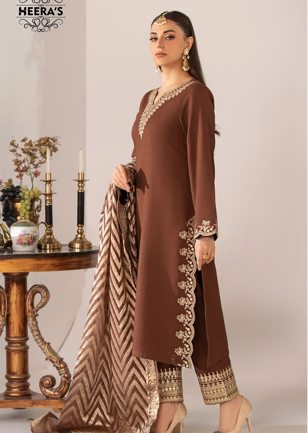 Heera's Brown Khaddar Suit - BL24