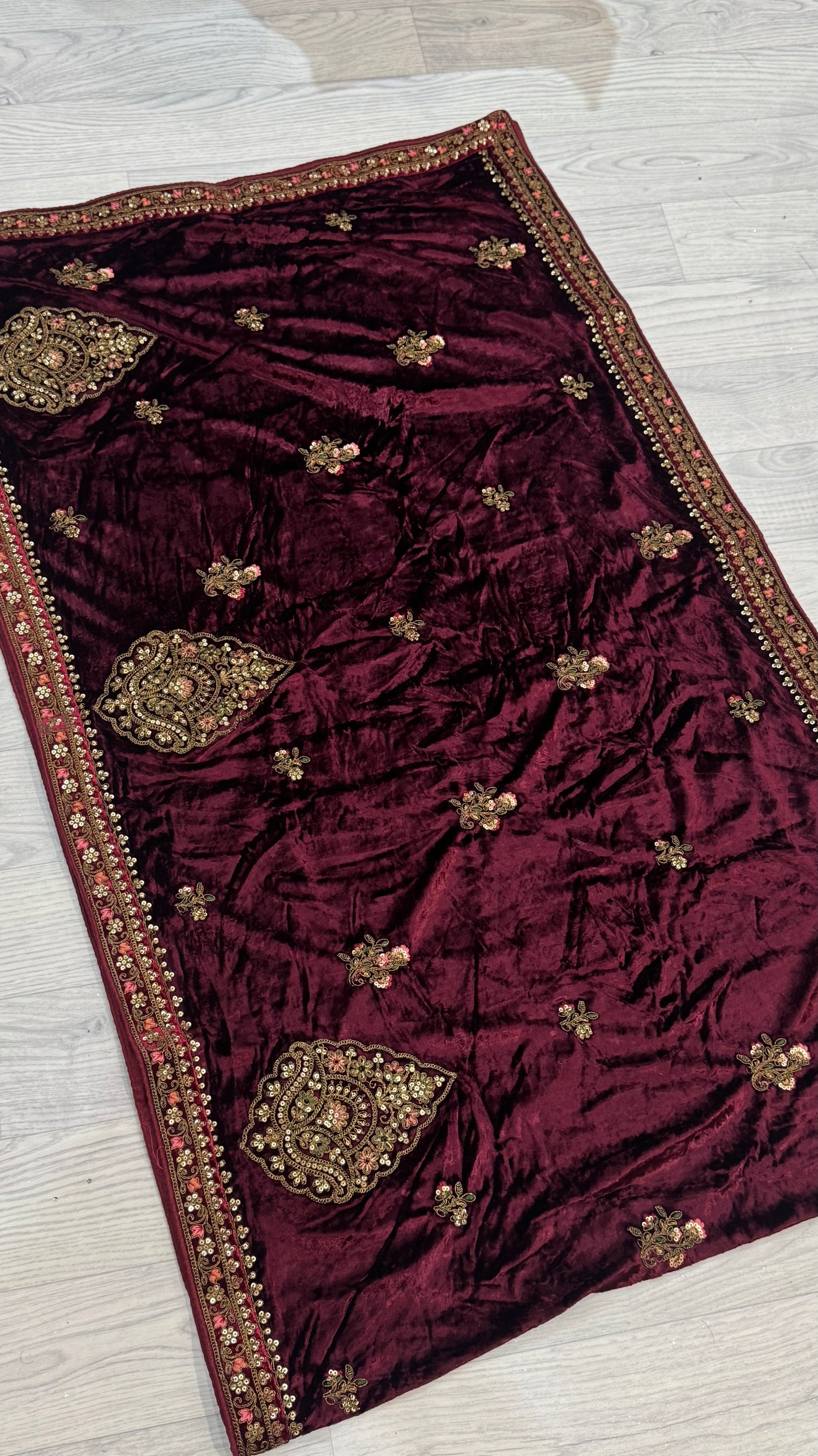 Bordeaux Velvet Dupatta