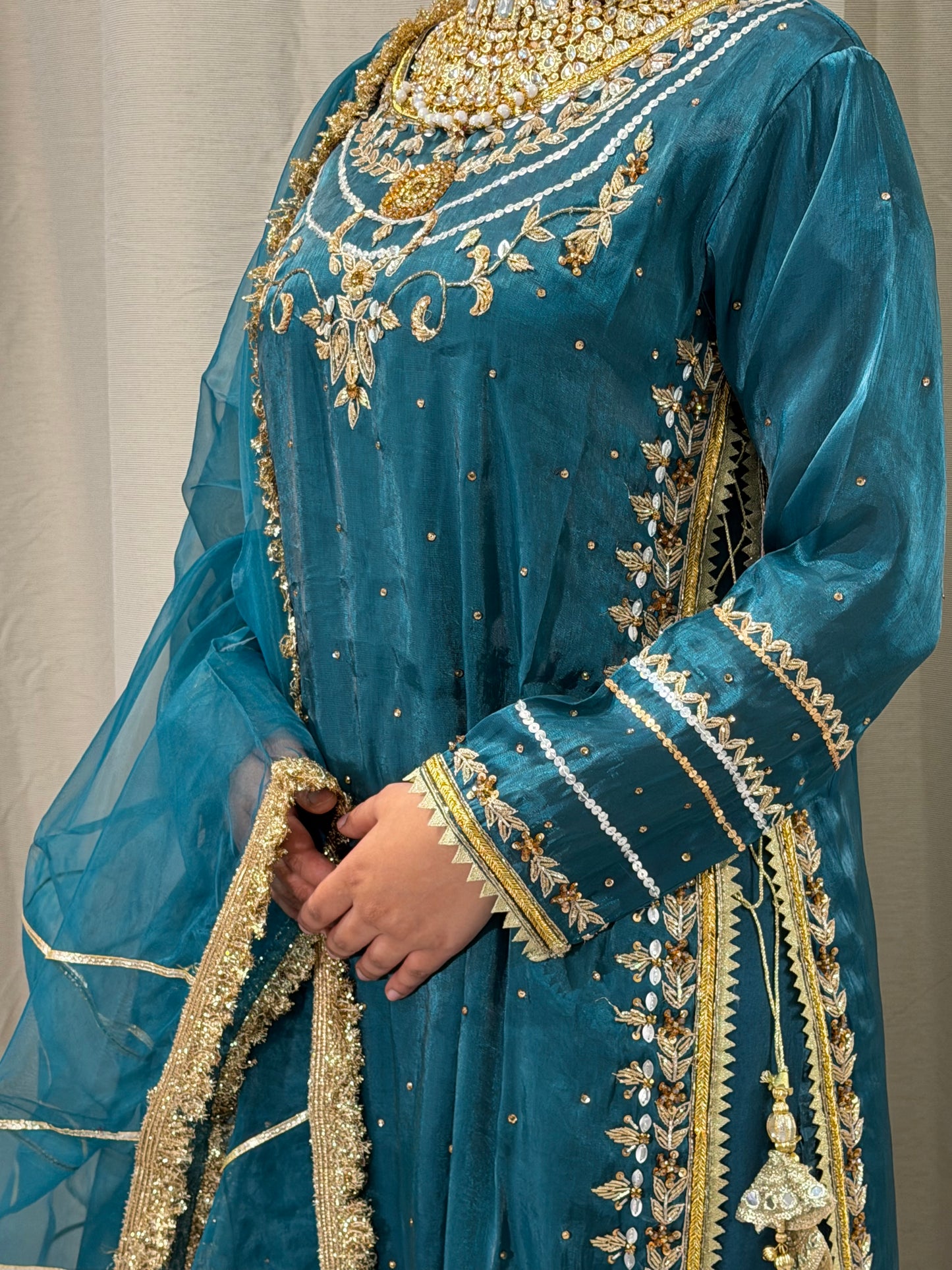 Soft Silk Teal Sharara