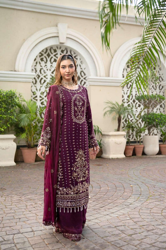 Chiffon Lux Embroidered Suit- design 6-