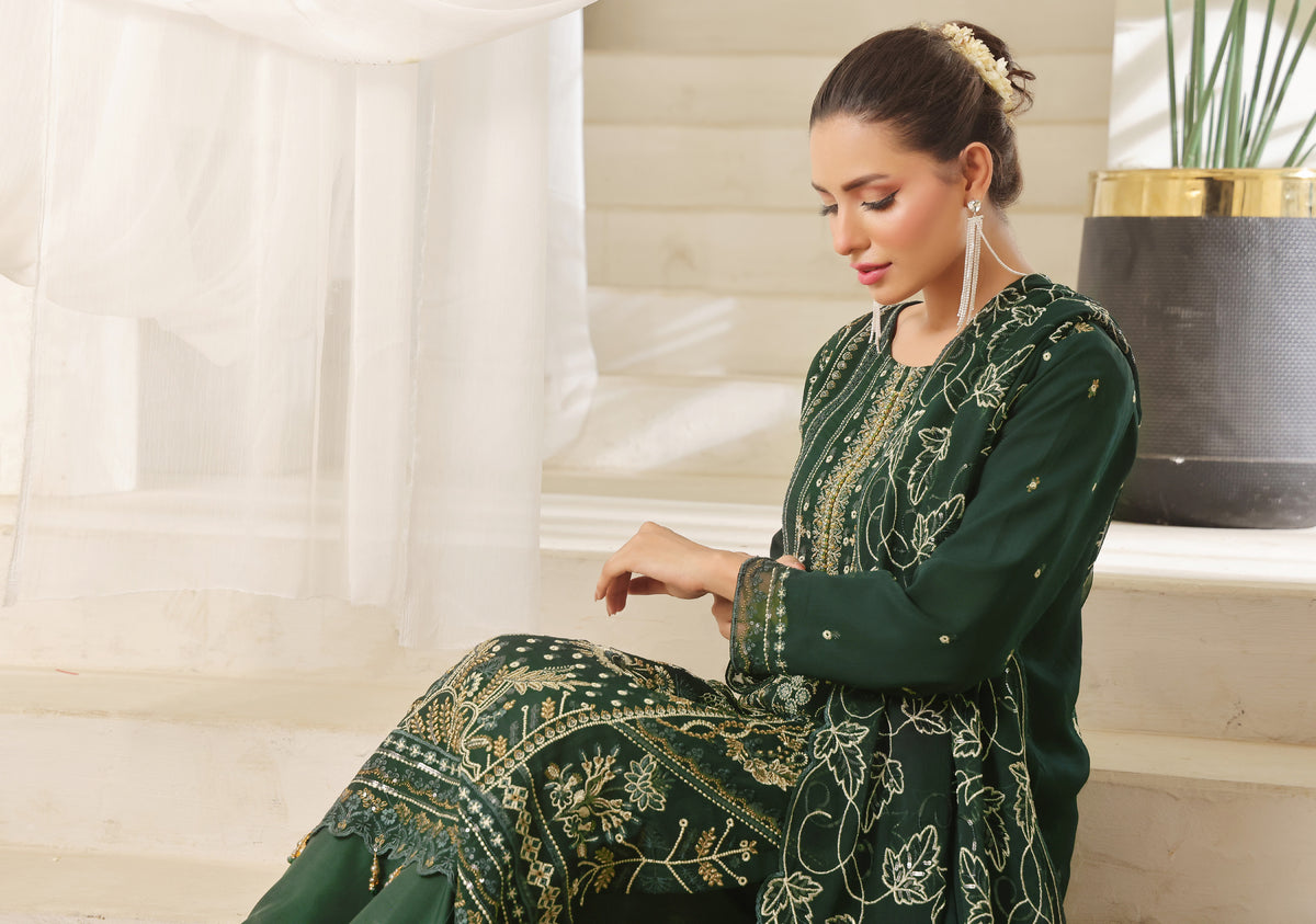 Bin Hameed Chiffon Suits- Grün-B2