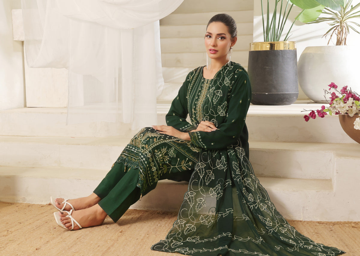 Bin Hameed Chiffon Suits- Grün-B2