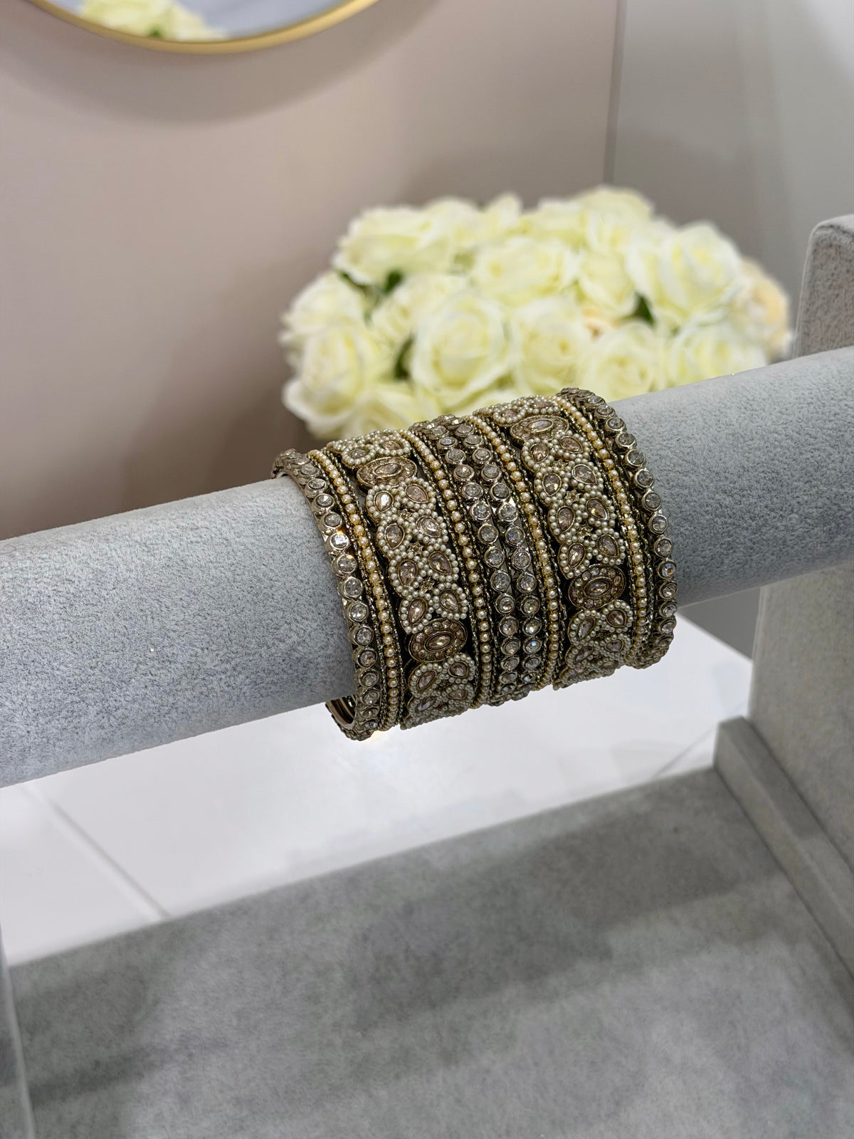 Gold / Pearl Metal Bangles - 10-teilig - D3