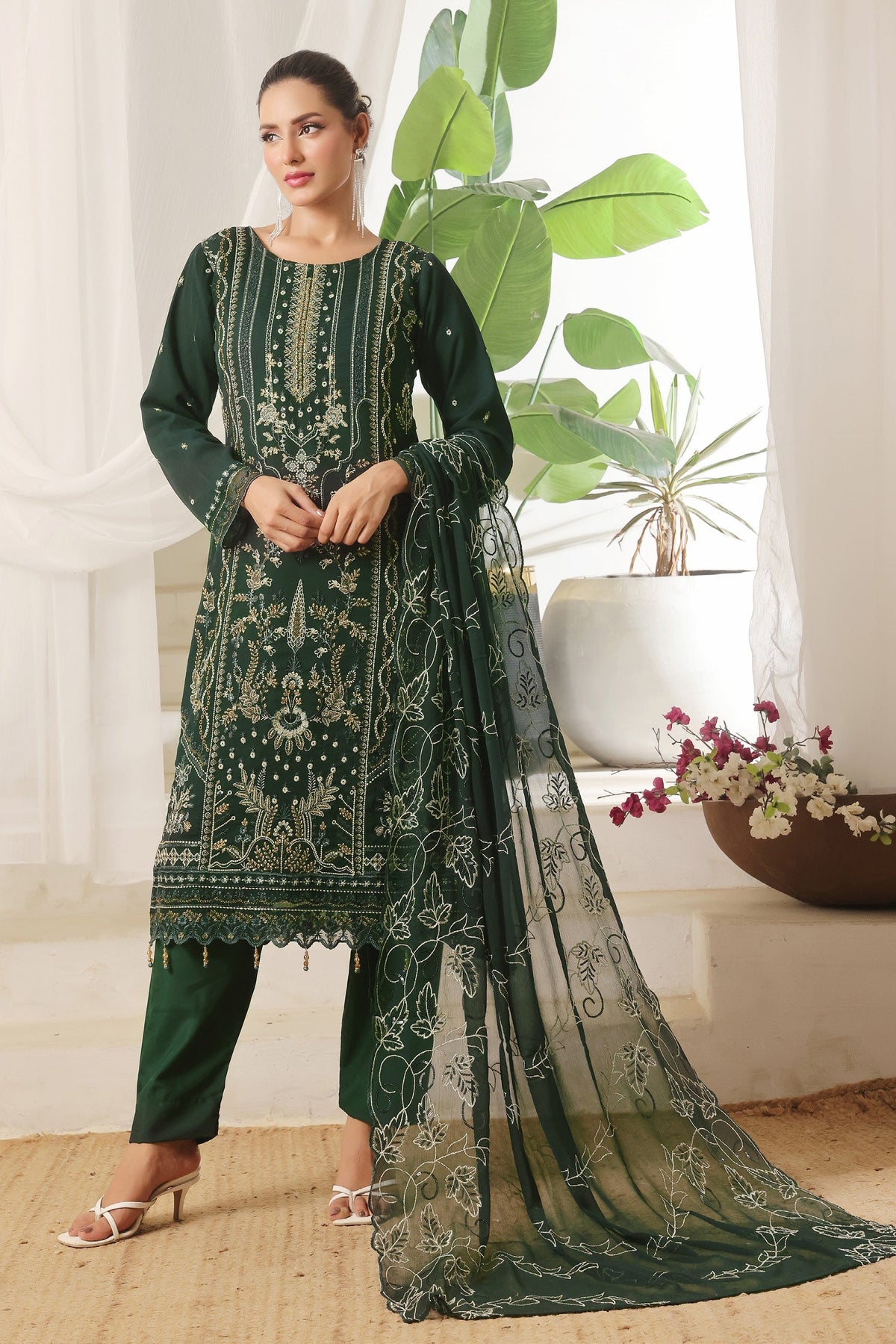 Bin Hameed Chiffon Suits- Grün-B2