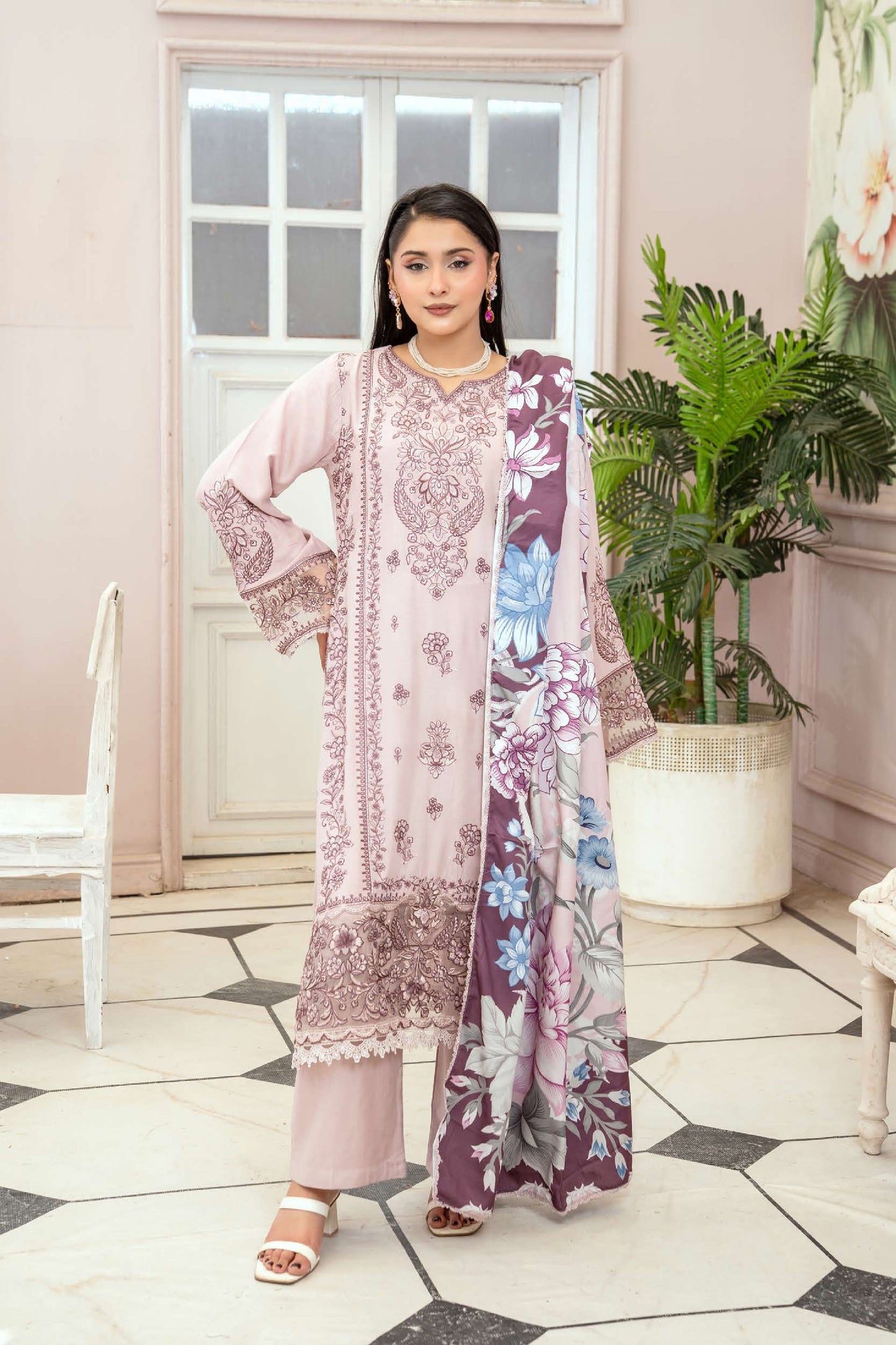 3-teiliges Linen-Set-  Mauve