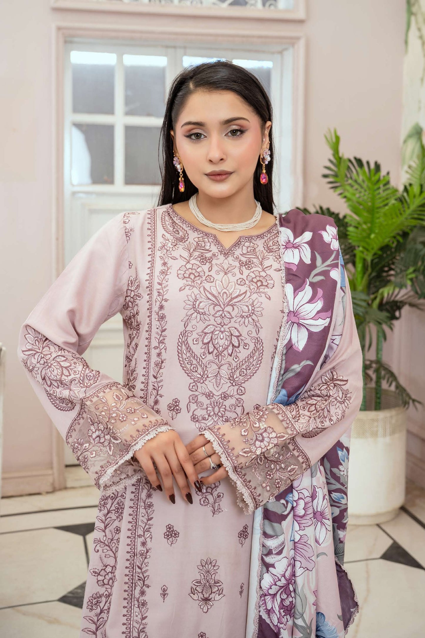 3-teiliges Linen-Set-  Mauve