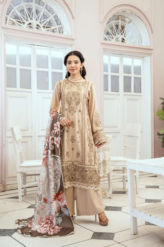 3-teiliges Linen-Set- Beige / Braun