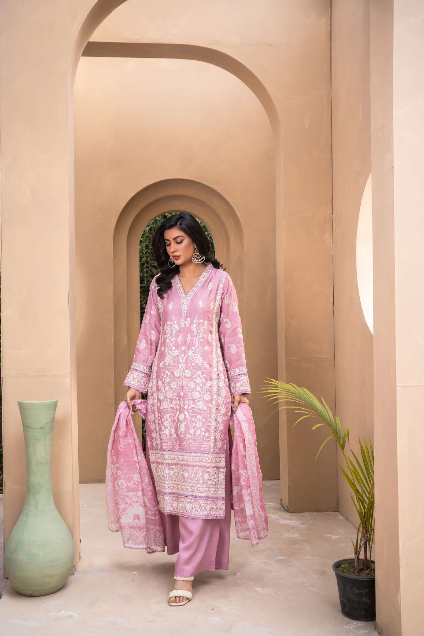 Linen Pastel Collection Sharara- Pink
