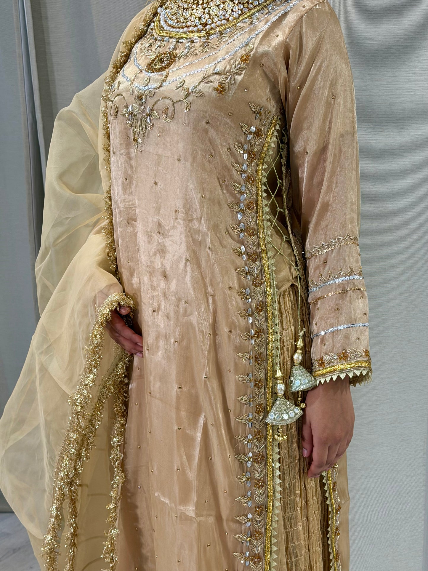Soft Silk Gold Sharara