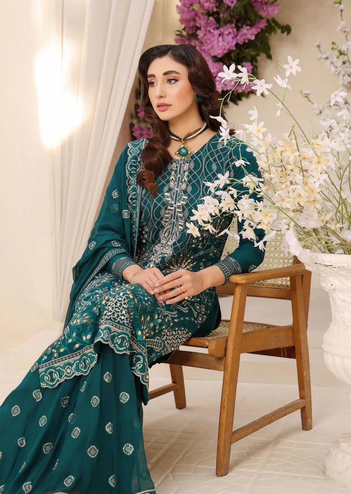 Teal Chiffon Suit 2044