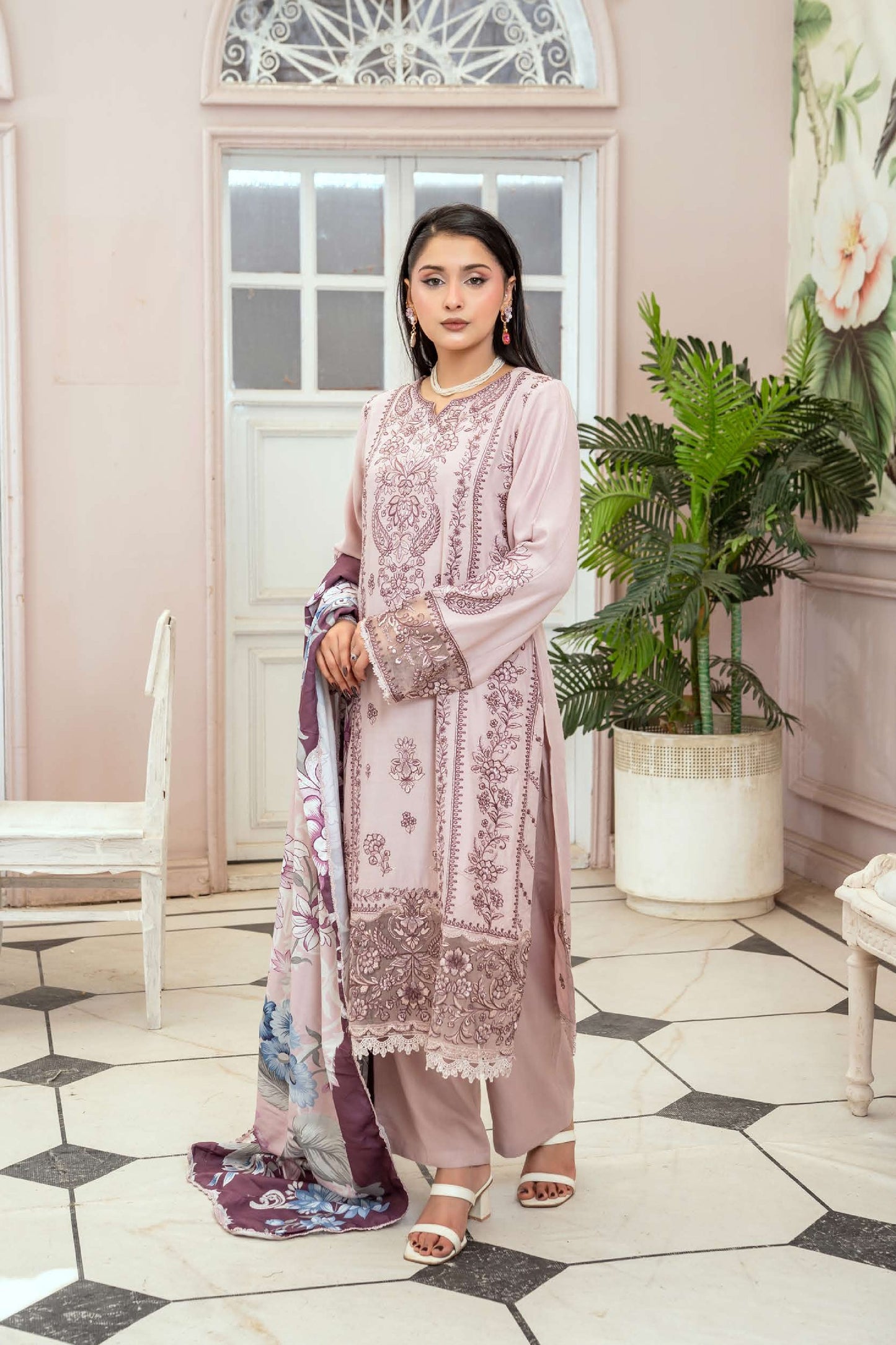 3-teiliges Linen-Set-  Mauve