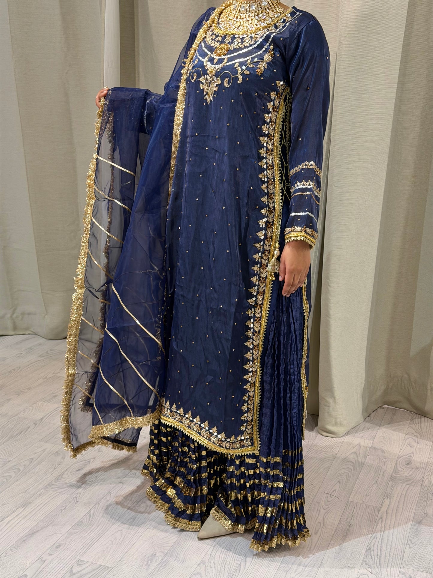 Soft Silk Marine Blue Sharara