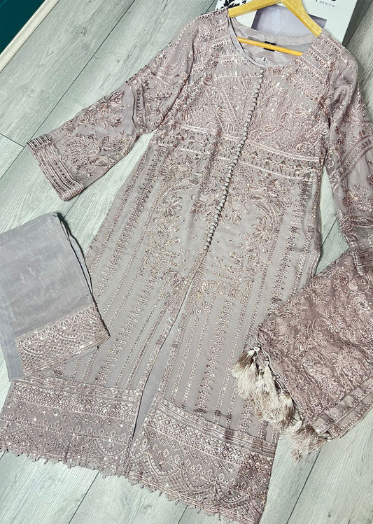 Taupe Chiffon Suit 1664