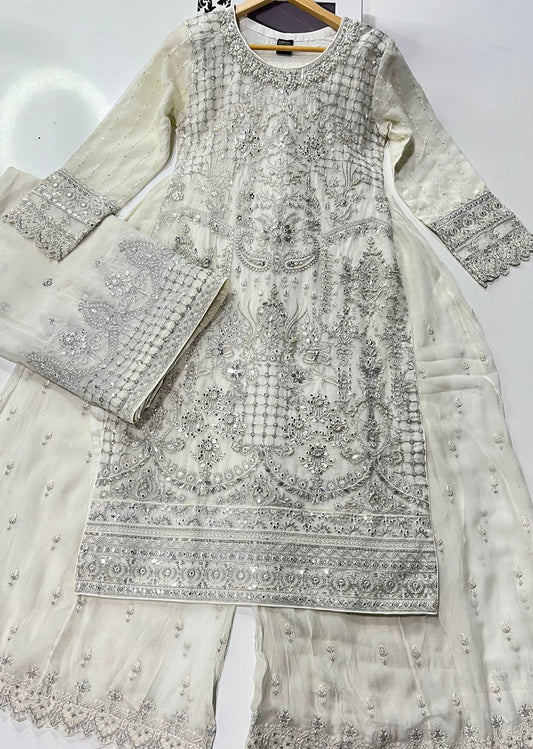 White Chiffon Dress -2035