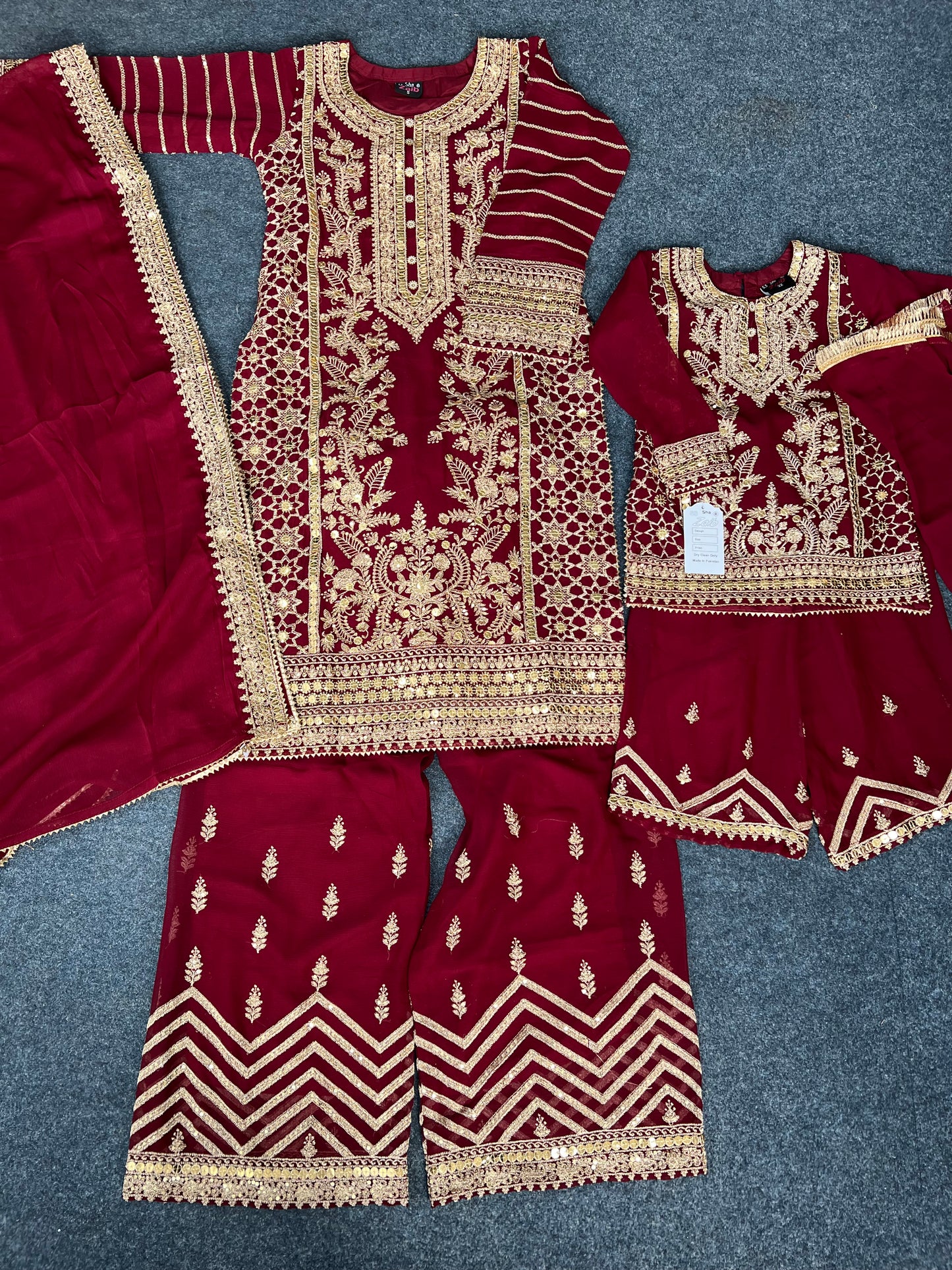 Kids- Girls Palazzo Suit- maroon red