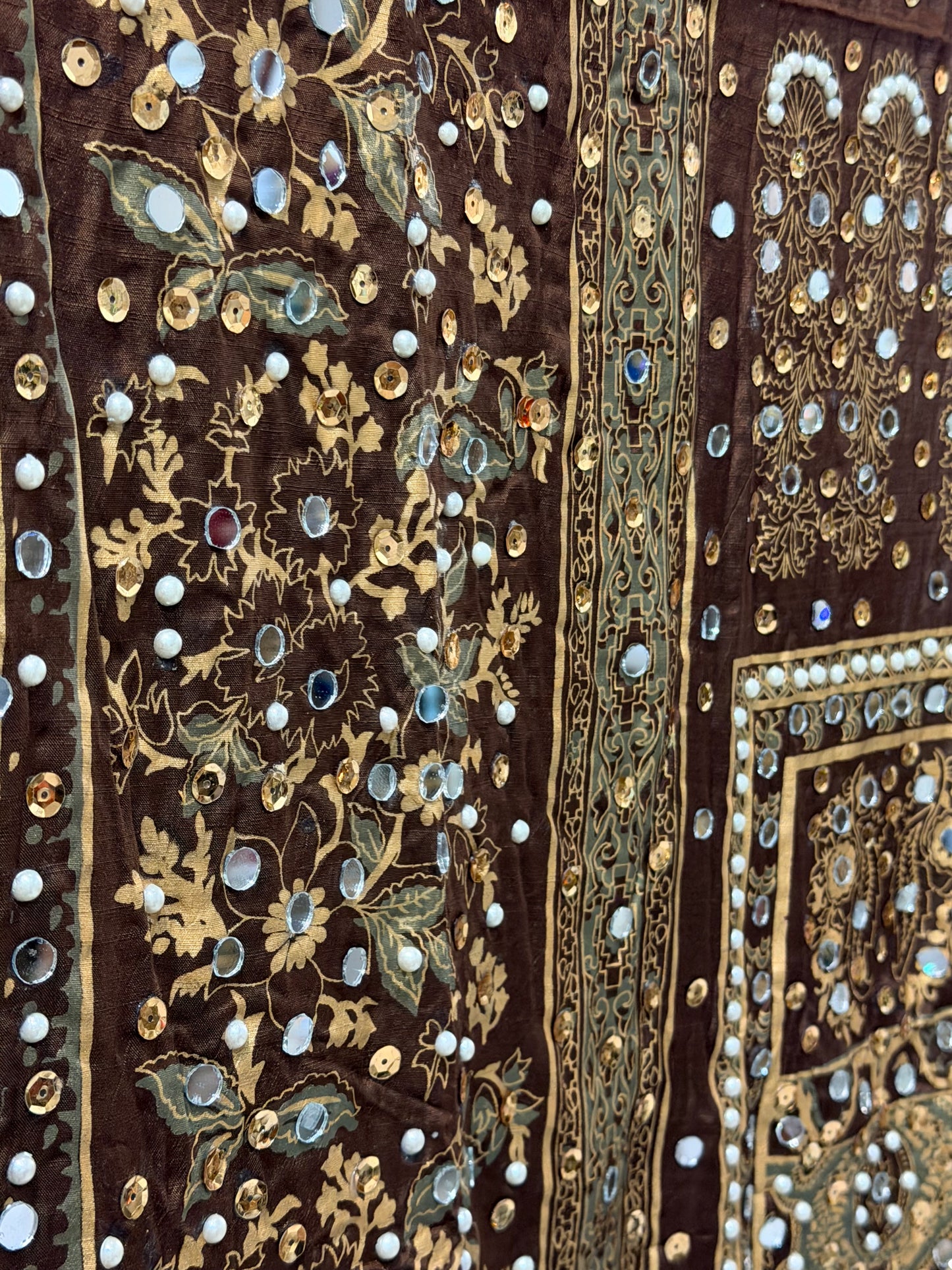 Mirror work Dupatta Braun