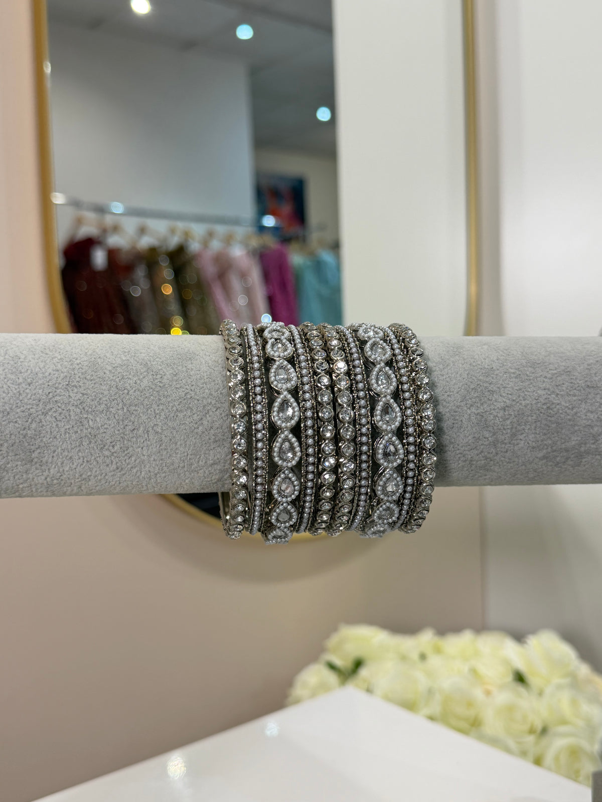 Silver Metal Bangles - 10-teilig