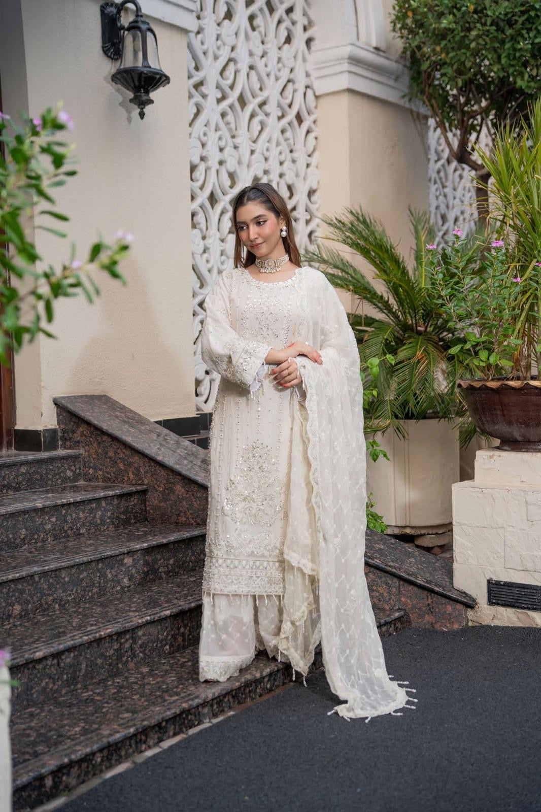 Chiffon Lux Embroidered Suit- design 5 -