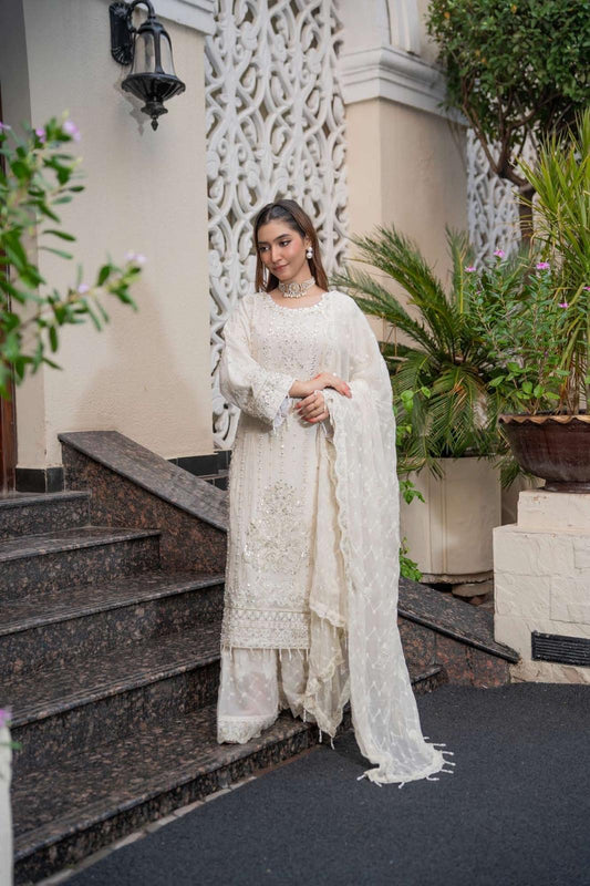 Chiffon Lux Embroidered Suit- design 5 -