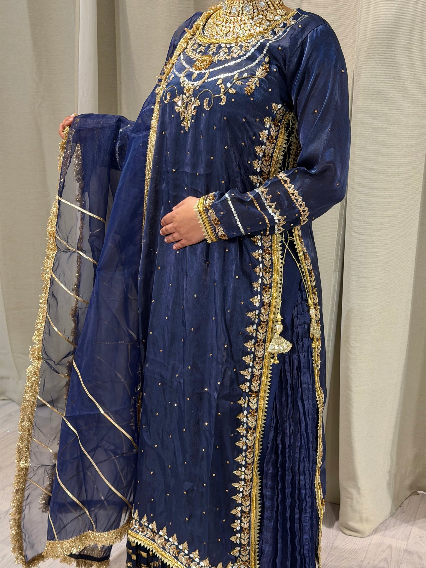 Soft Silk Marine Blue Sharara