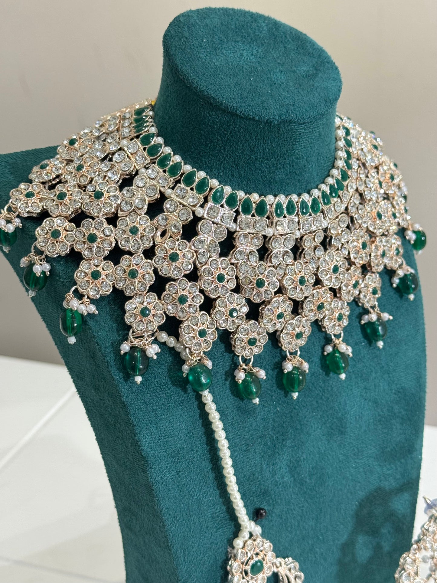 Dark Green/Rosegold Jewellery Set