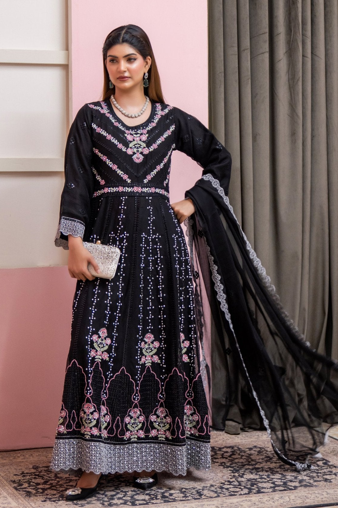 Embroidered Anarkali by Rangz