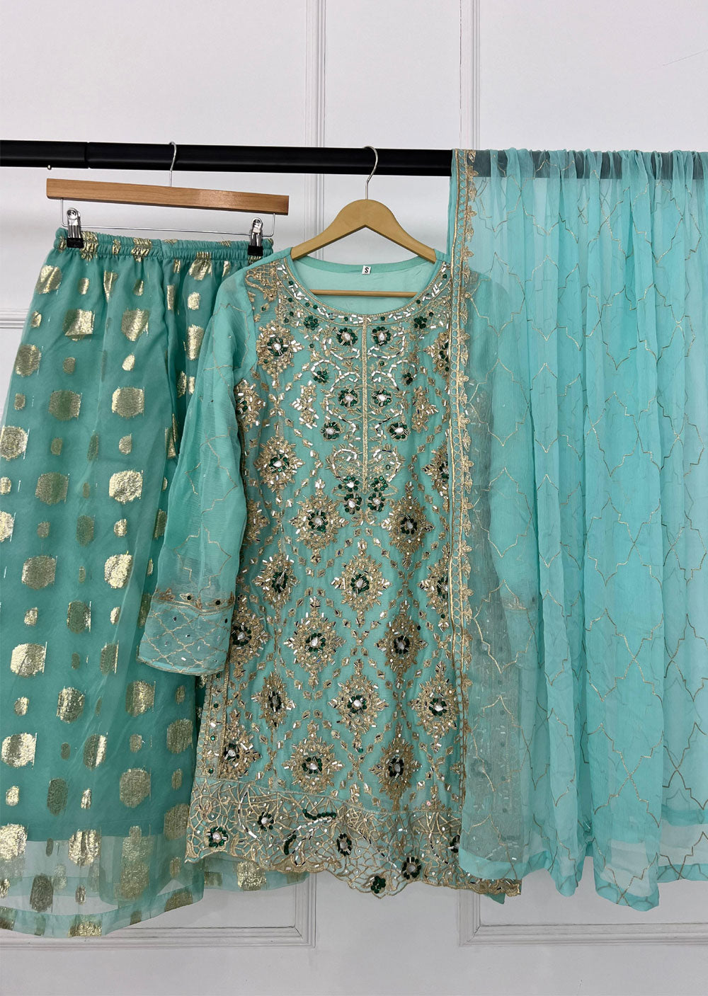 Turquoise Chiffon Suit