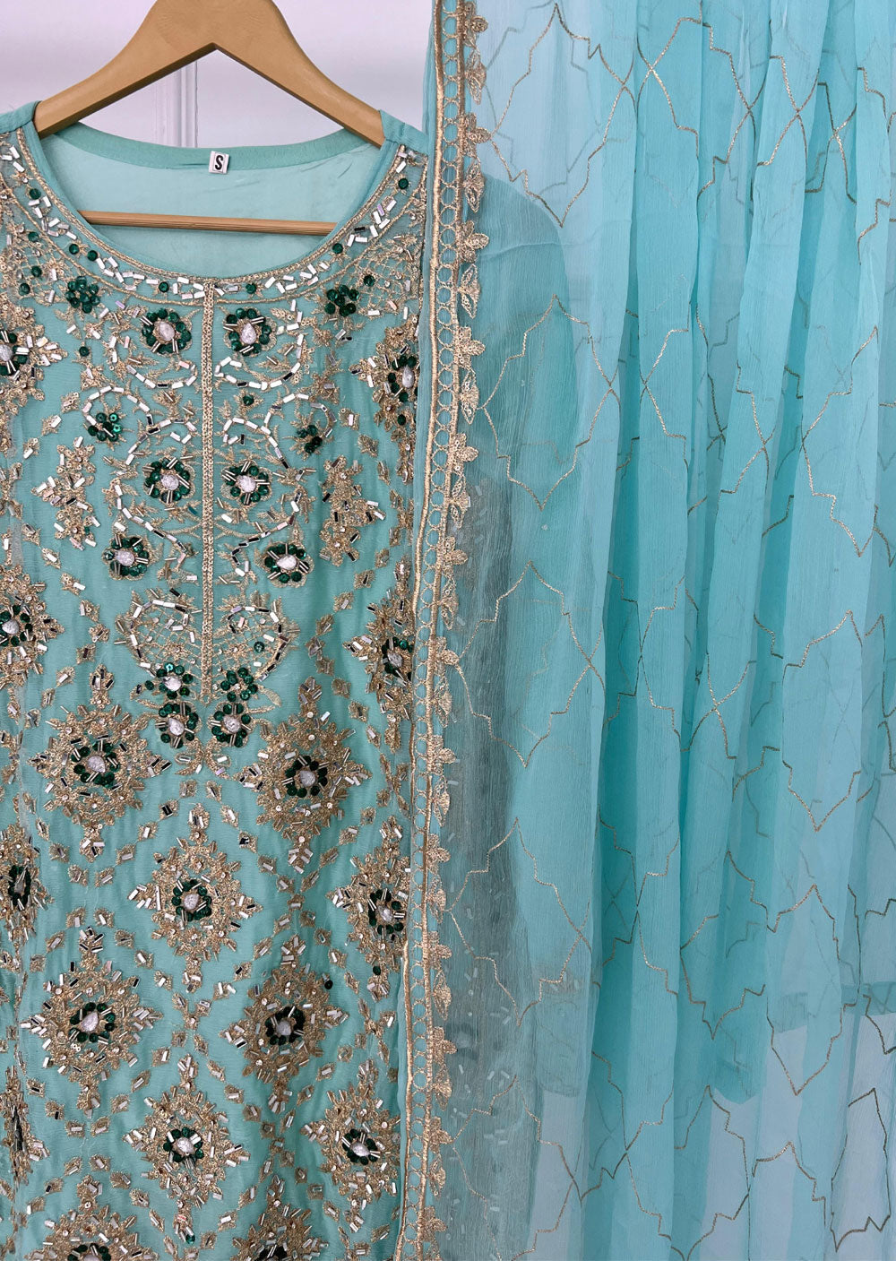 Turquoise Chiffon Suit