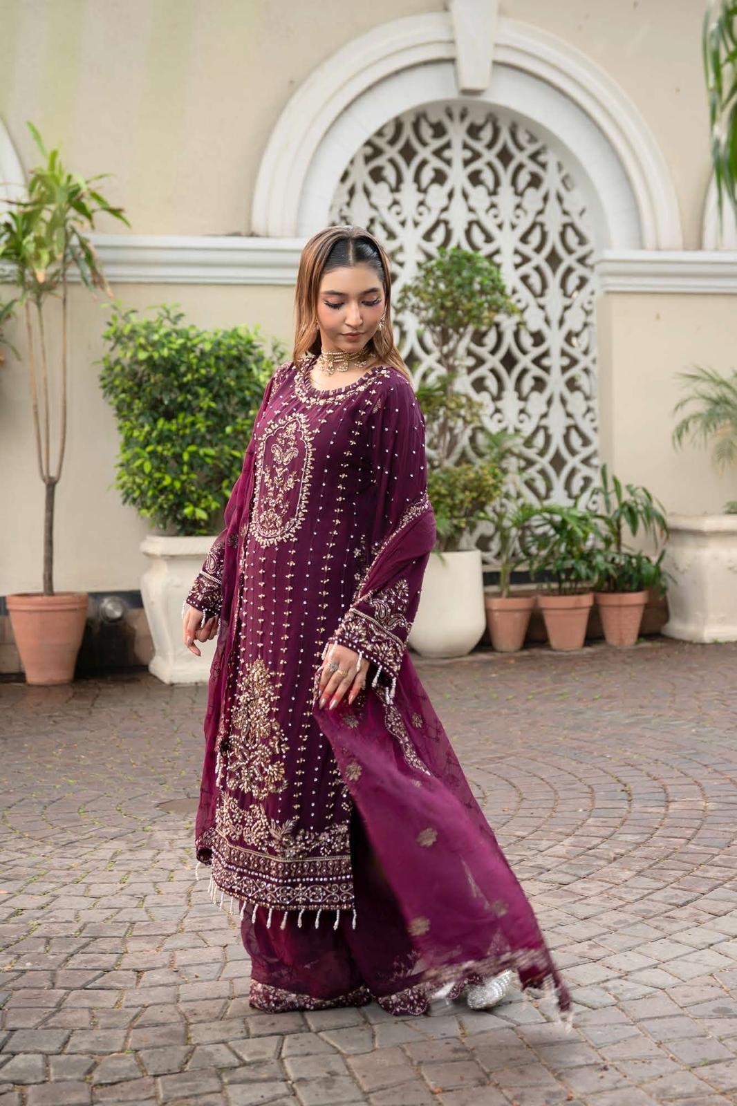 Chiffon Lux Embroidered Suit- design 6-