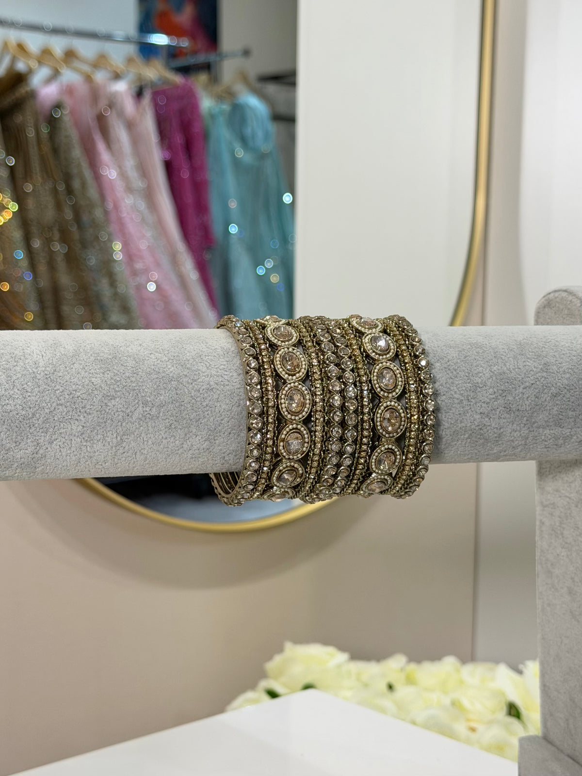 Gold Oval Metal Bangles - 10-teilig - D7